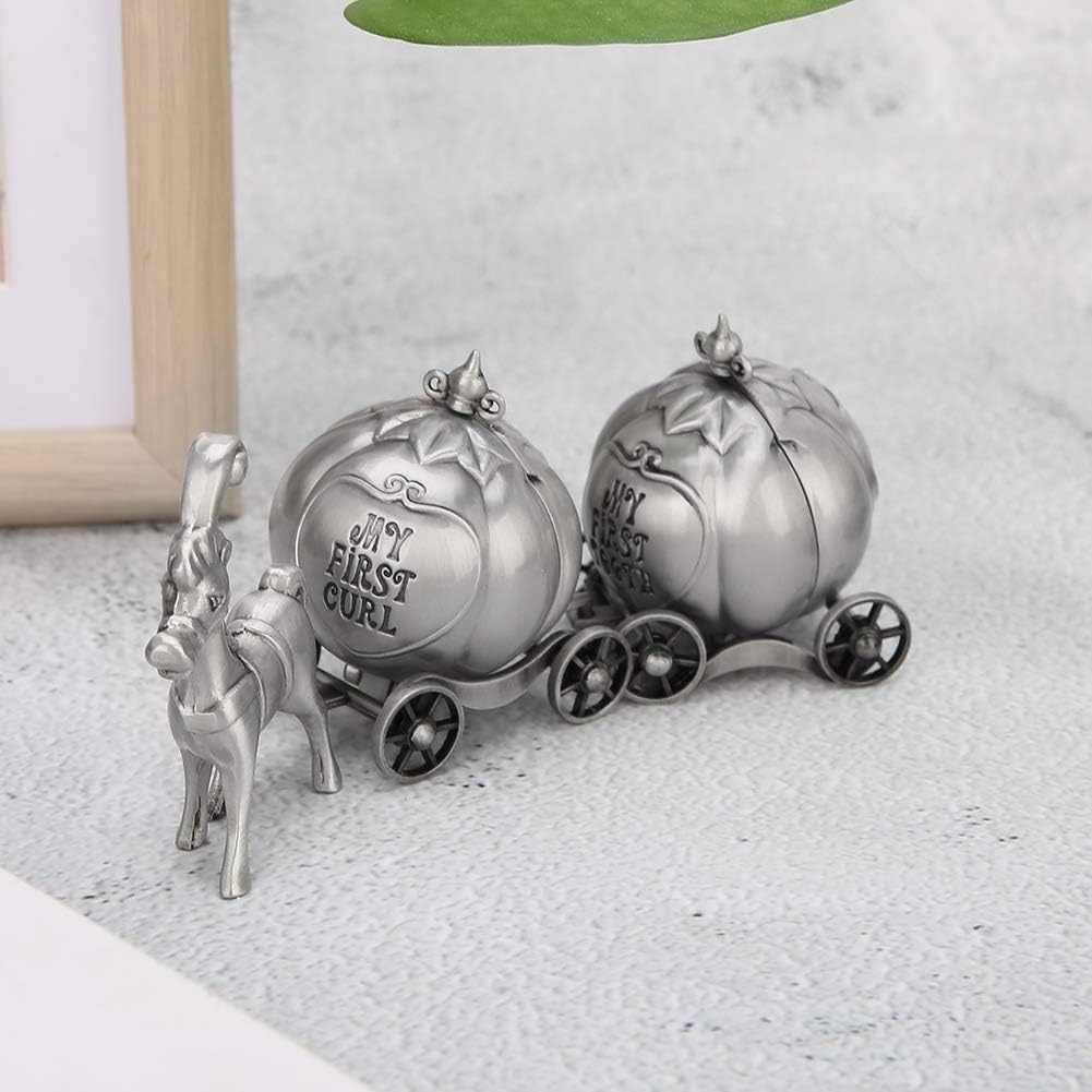 Kids First Curl and Fairy Tooth Keepsake Box, Vintage Pumpkin Carriage Shape Baby Keepsake Box for Child Kids Tooth and Curl Holder