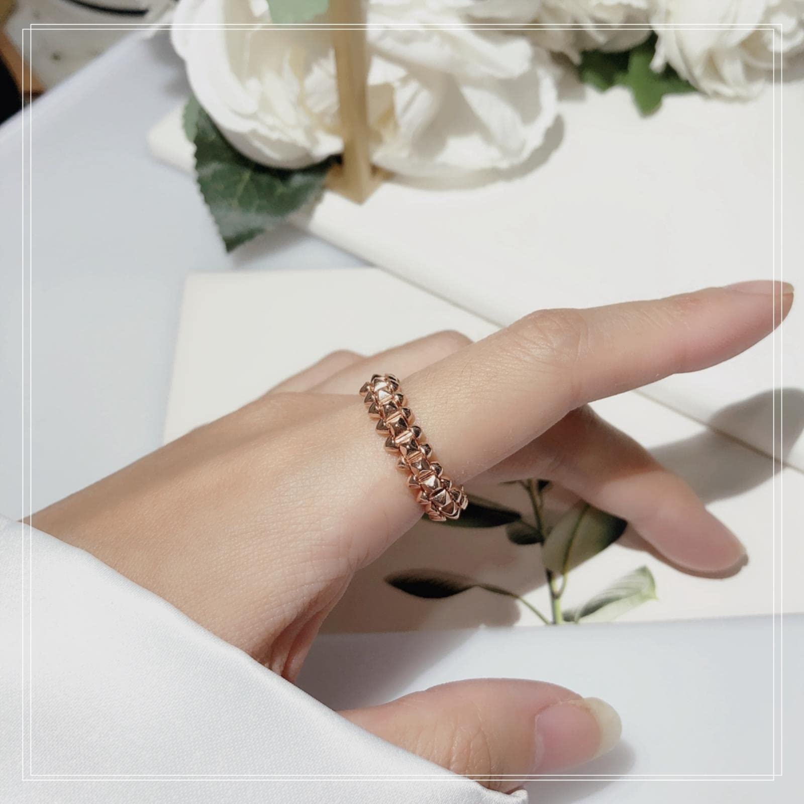 Mode Einfachheit Niet Ring Männer Frauen Street Style Mode reines Silber Vergoldung Ring-6, Roségold