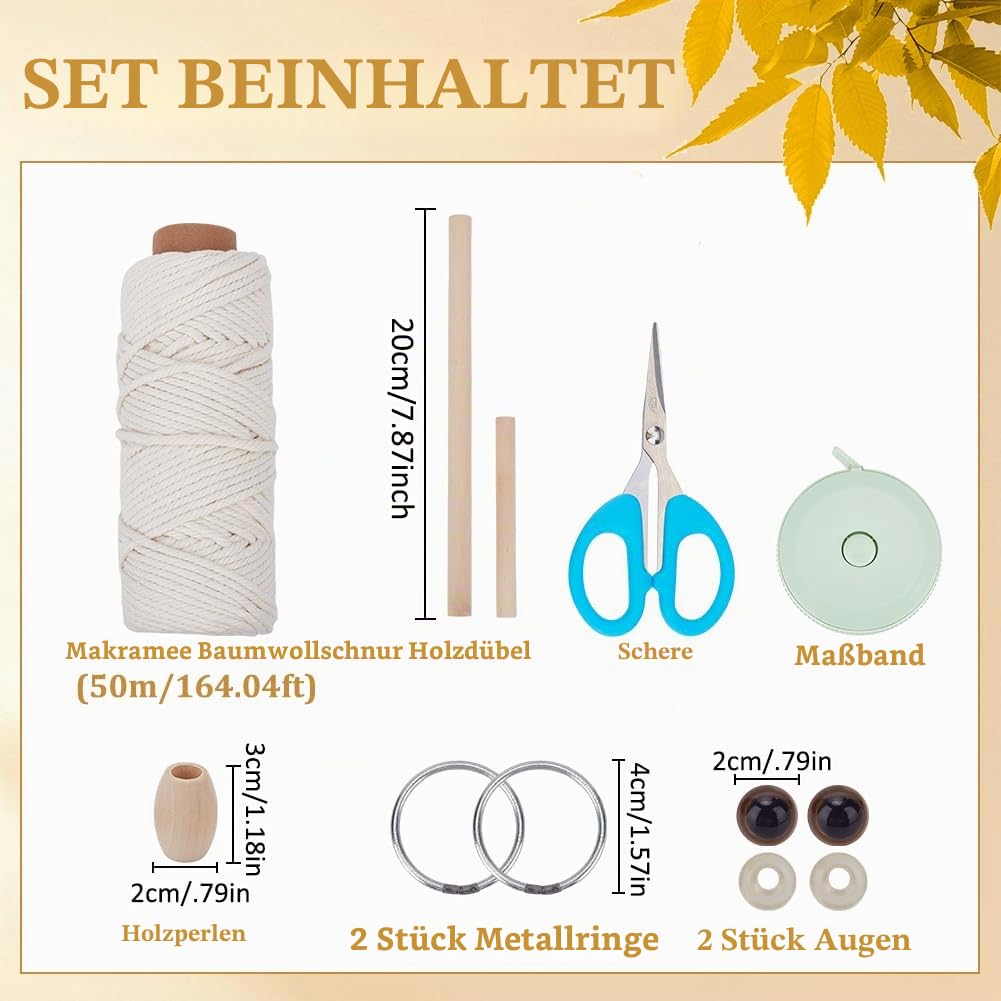 FREEBLOSS Makramee Eulen Set Für Anfänger Makramee Eule Wandbehang Gobelin Set Kreative DIY Makramee Eule Boho Makramee Wandbehang DIY Makramee Set Mit Video Tutorial