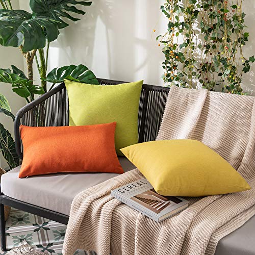 Miulee Pack Of 2 Outdoor Linen Farmhouse Throw Pillow Covers Decorative Vintage Square Pillowcases Waterproof Cushion Covers Cases For Spring Couch Garden Sofa Home Living Room 18X18 Inch Green #TOP1
