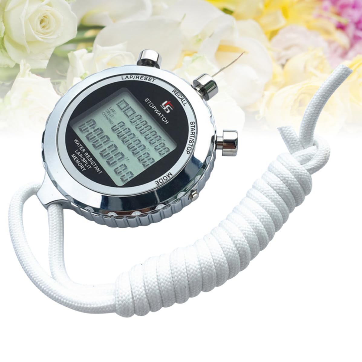 Cronometro Digitale Lcd a 3 Righe con Contatore 120 Tracce | Timer Elettronico Portatile, Visualizza Data Mese Giorno, in Acciaio Inox