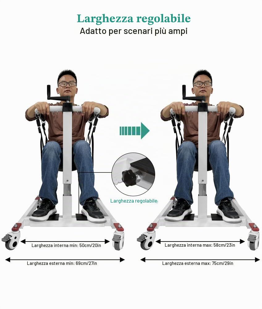 Sedia da Trasferimento per Pazienti con Leva di Sollevamento Manuale per la Casa, Sedia da Trasferimento per Pazienti con Sedia a Rotelle per Auto, Regolazione Altezza/Larghezza