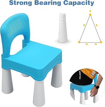 burgkidz Sturdy Ergonomic Toddler Chair: 9.3in Seat, 3+ Years, Blue, in/Out