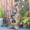 SERBILHOME 5-Tier Outdoor Fountain and Waterfall with Lights, Cascading Water Feature 39.93'' Tree Trunk Fountains for Garden, Patio, Yard, Porch and Home Decor