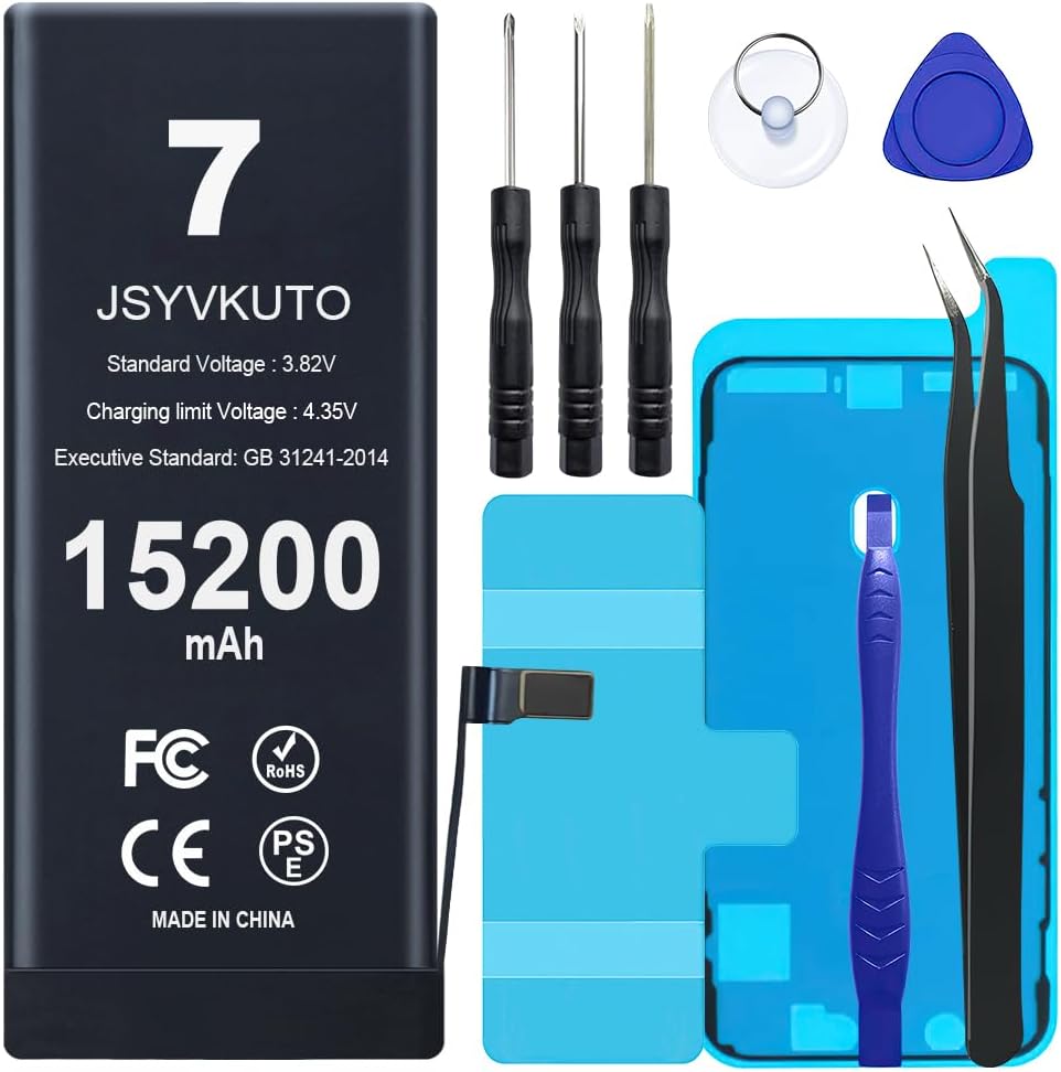 15200mAh Battery for iPhone 7/7G, New 0 Cycle Upgraded Higher Capacity Replacement Battery for iPhone 7/7G with Full Set Repair Tool Kit, Model A1660 A1778 A1779