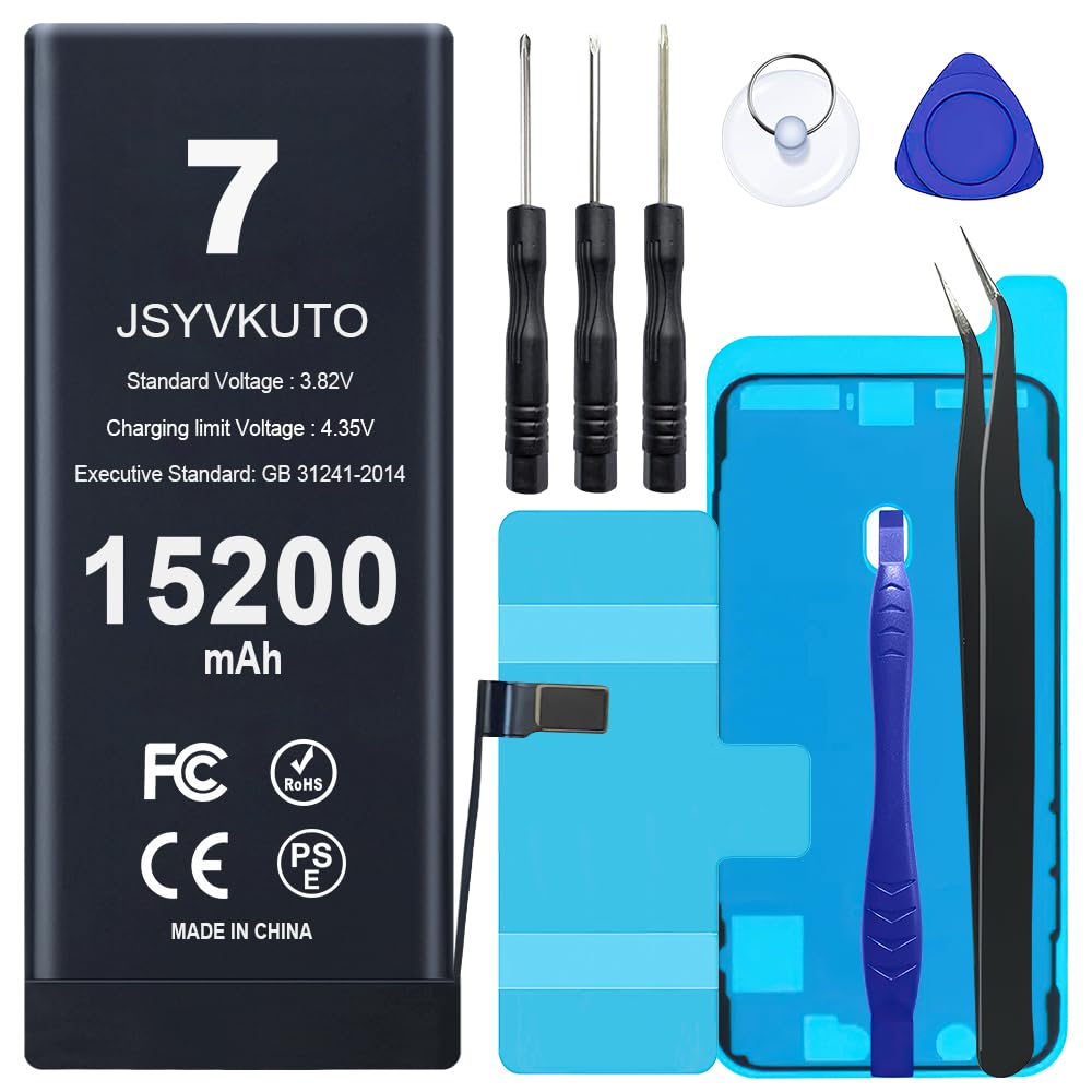 15200mAh Battery for iPhone 7/7G, New 0 Cycle Upgraded Higher Capacity Replacement Battery for iPhone 7/7G with Full Set Repair Tool Kit, Model A1660 A1778 A1779