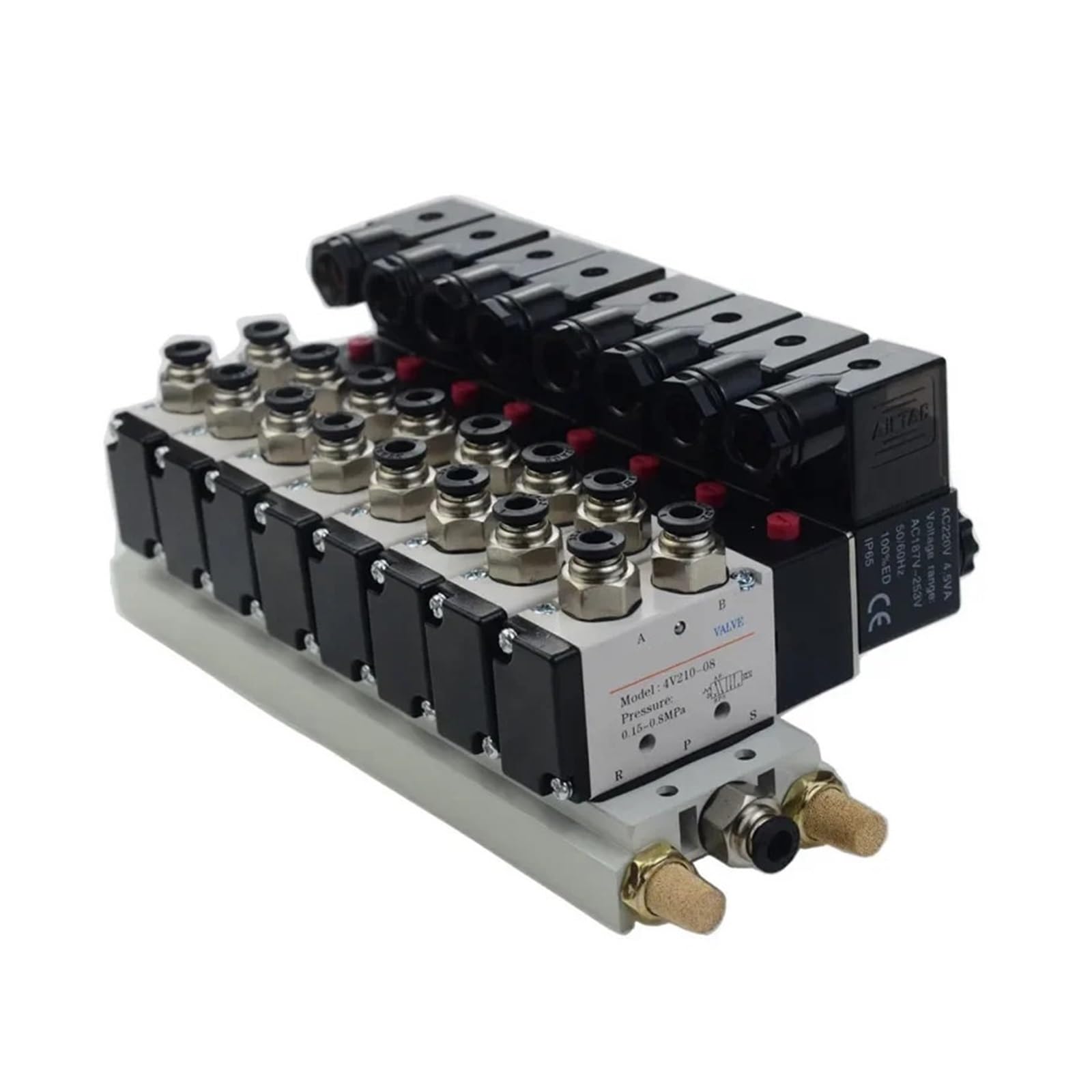 QRUYHBAJU Solenoid Valve Multi-Way Combination 4V210-08 Manifold Stations DC12V 24V AC220V with Fittings 5 Port 2 Position