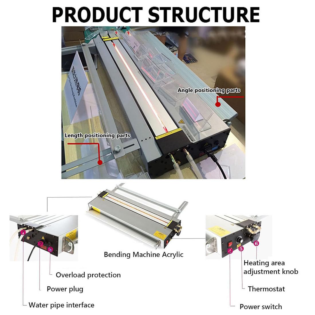 Doblador Plástico del PVC Acrílico,Máquina Dobladora Acrílico con Calefacción,con Marco Metal Y Posicionamiento En ángulo para Hacer Carteles,Placas Emisoras ABM1300