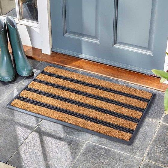 Marco Paul Natural Coir Door Mat 75 x 45cm Indoor Outdoor - Non Slip Rubber Backed Door Mats - Heavy Duty Combi Brush - Super Absorbent Doormats
