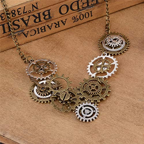 Steampunk Clock Necklace Choker Vintage Steam Punk Gears Sweater Chain Necklace Steampunk Accessories for Women Men4