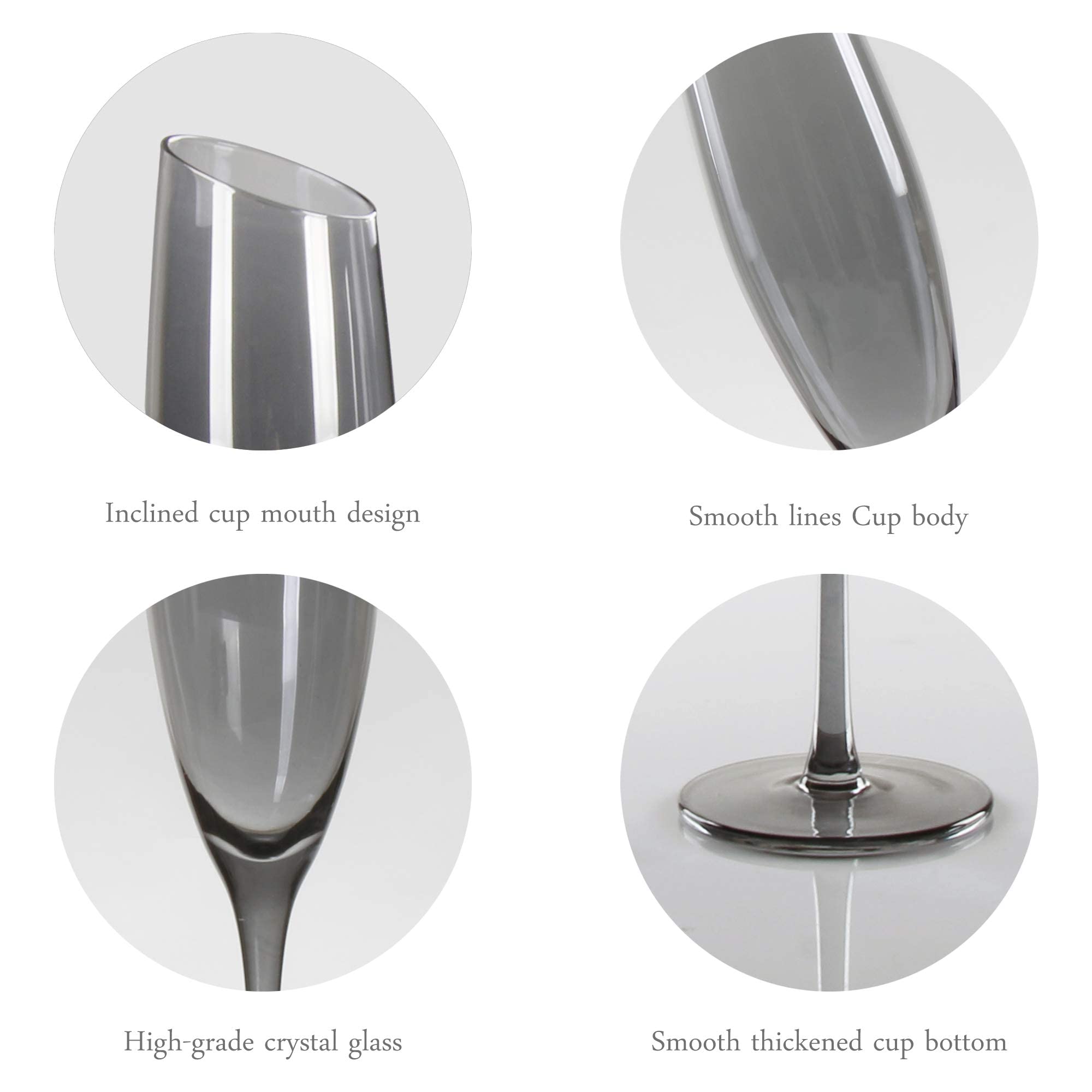 SERdeerCH Sektgläser 2er-Set 180ml - Elegante Champagnergläser In Grau