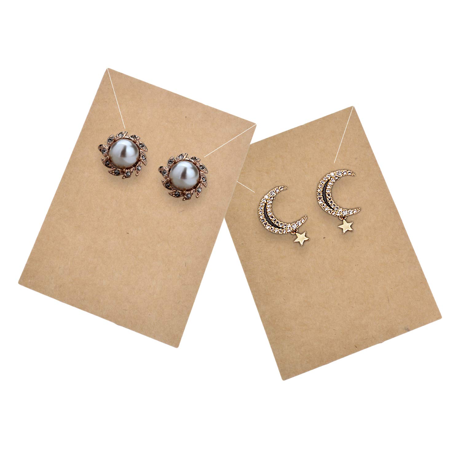Lot De 200 Cartes D'Affichage Boucles D'Oreilles - Papier Kraft Marron