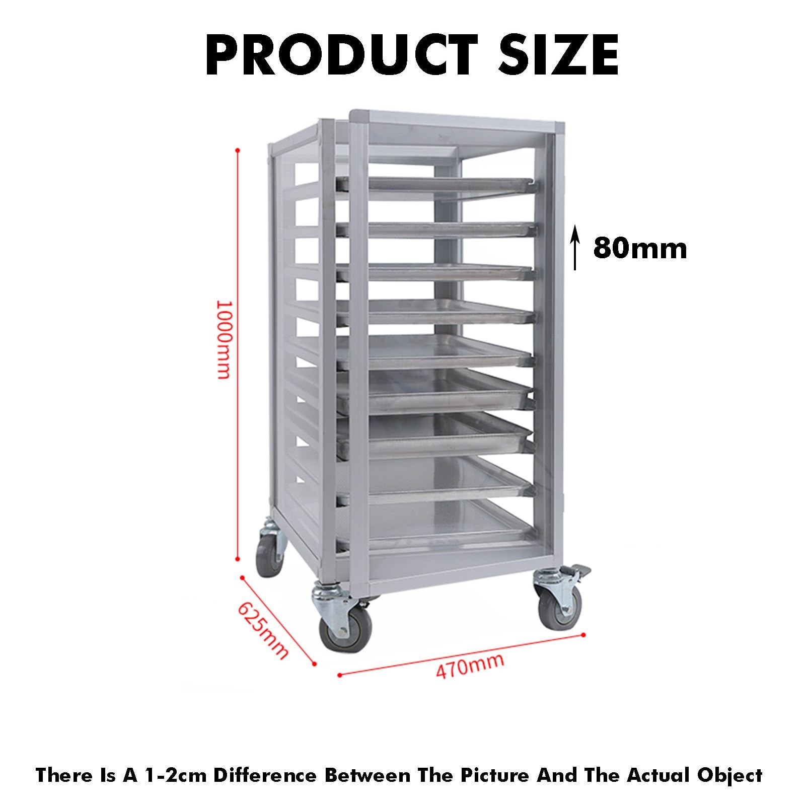 Carrello Porta Teglie For Panini Da 9/12 Ripiani, Carrello For Essiccazione Commerciale Chiuso Con Ruote, Carrello Porta Vassoi Resistente For Cucina, Ristorante(9-Tier)