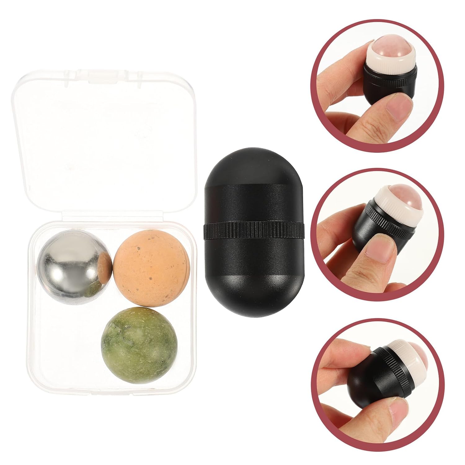 Jade Face Roller with Handle Natural Facial Beauty Massager for Eye Neck Reduces Dark Circles and Fine Lines Portable Compact Design for Enhanced Absorption