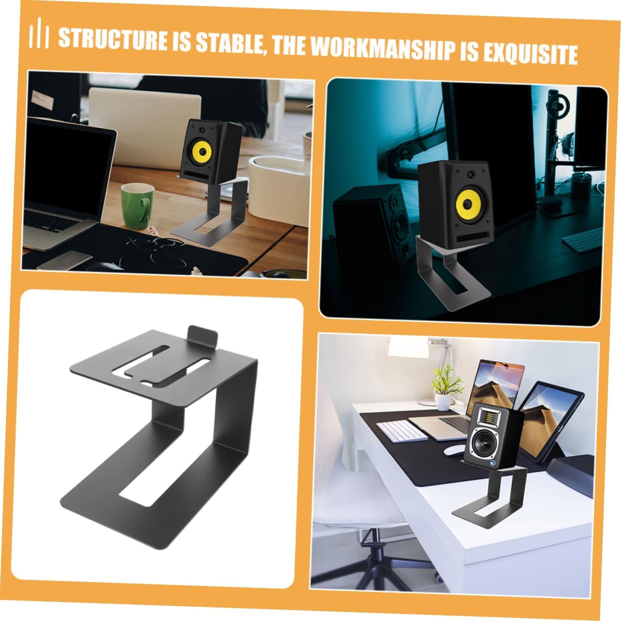 Portable Speaker Desk Stand 2pcs Metal Speaker Riser Stands for Desktop Compact Easy to Install