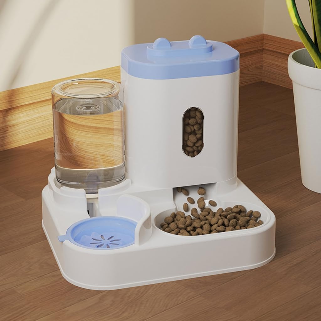 REDYY Feeder Bowl,Pet Automatic Waterer Cats Feeder Food Container Bowl Automatic Water Fountain 2 in 1 Pet Large Dog Water Feeder