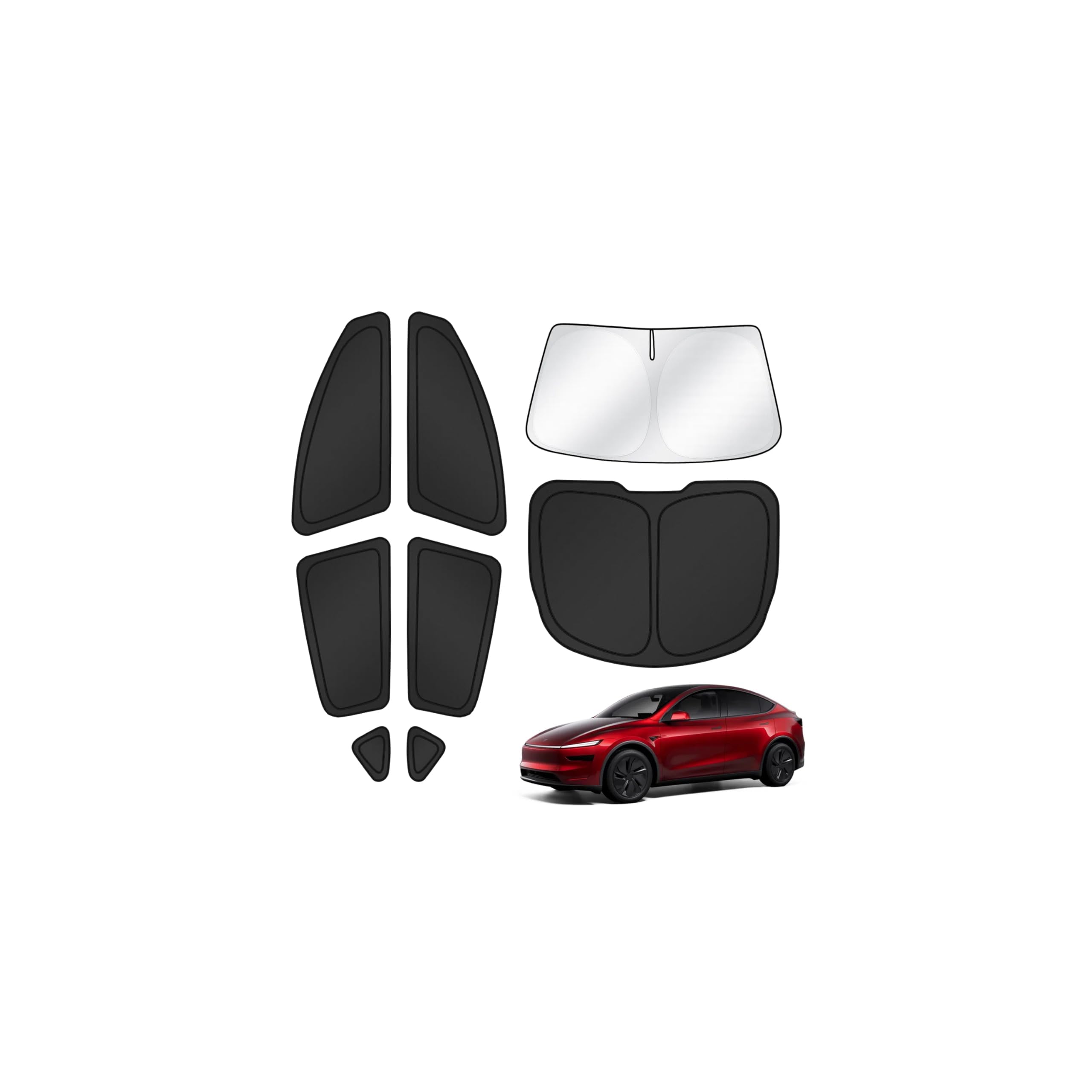 Photo 1 of T TGBROS Window Shades for Tesla Model Y Juniper 2025 2026 Windshield Side Rear Window Full Set Blackout Privacy Sunshades for Model Y Accessories Foldable Black Out Window Cover 8PCS