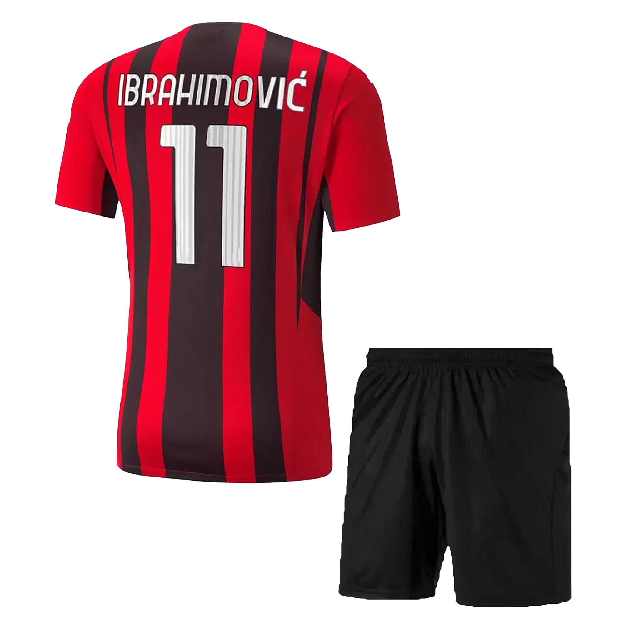 GenericSports Soccer Football AC Mila Ibrahimovic 11 Home Away Kit Jersey T-Shirt with Shorts (Kid's, Boy'&Men)