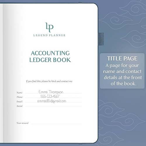 Miniatura 3 de Legend Accounting Ledger Book - Registro de contabilidad de tapa dura para pequeñas empresas y uso personal - Libro columnar - Diario de gastos de