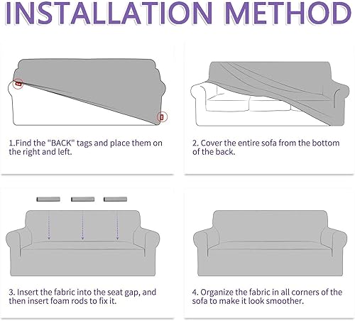 Miniatura 7 de Fundas de sofá para sofá de 3 asientos, funda de sofá suave para perros, antideslizante, lavable, tela elástica, protector de muebles con parte