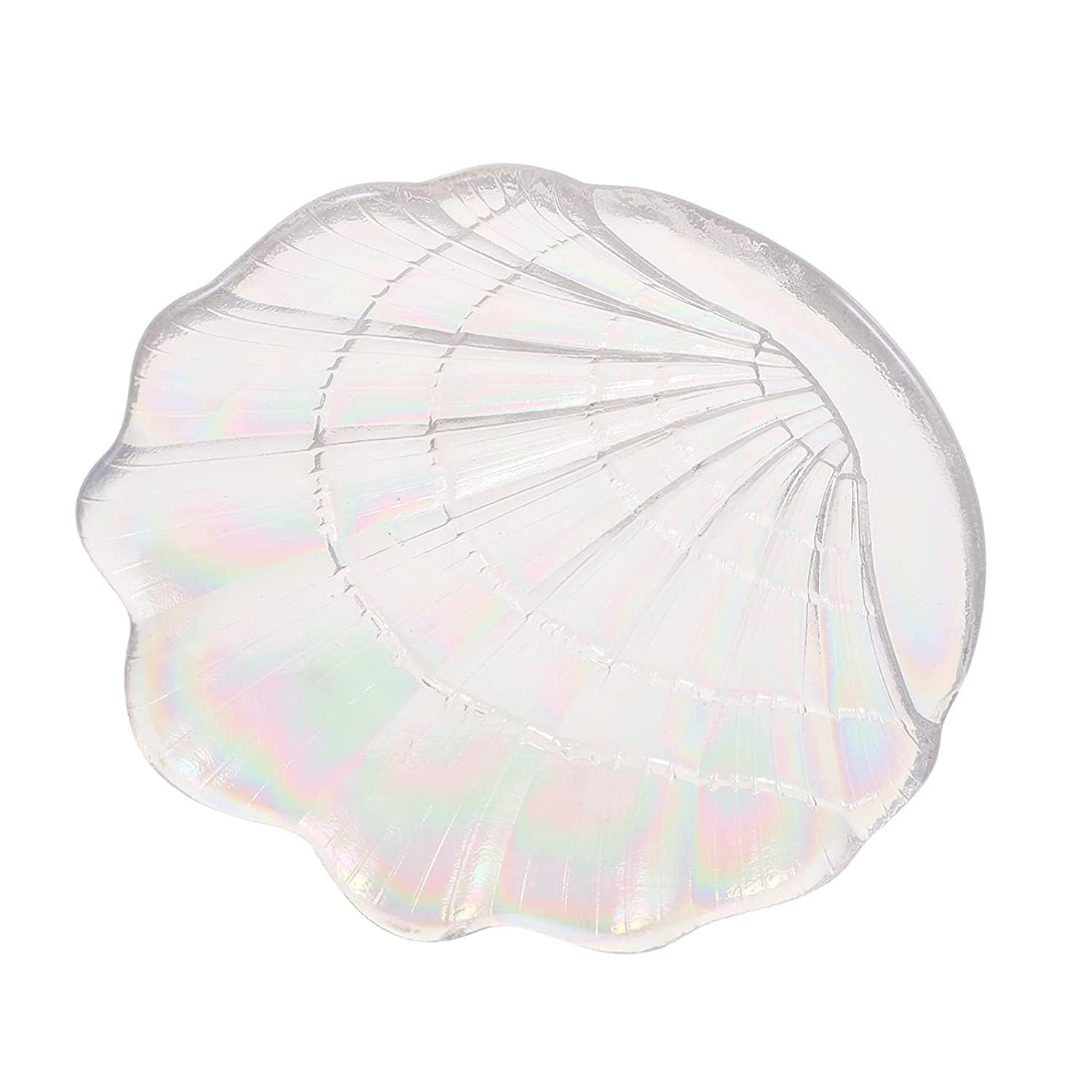 SEAHAVEN Shell Shape Plates Glass Clear Salad Bowls Decorative Sea Shell Shaped Salad Plates with Gold for Salad Fruit Vegetable Biscuit Dessert