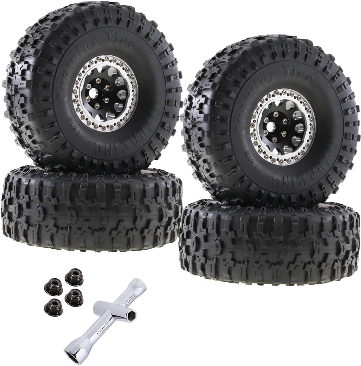 Jante INJORA 2.2 Beadlock En Aluminium – Turbine, Déport -10mm – Pour SCX10 TRX4 Gen8 1/10 – Poids 115g – Gris