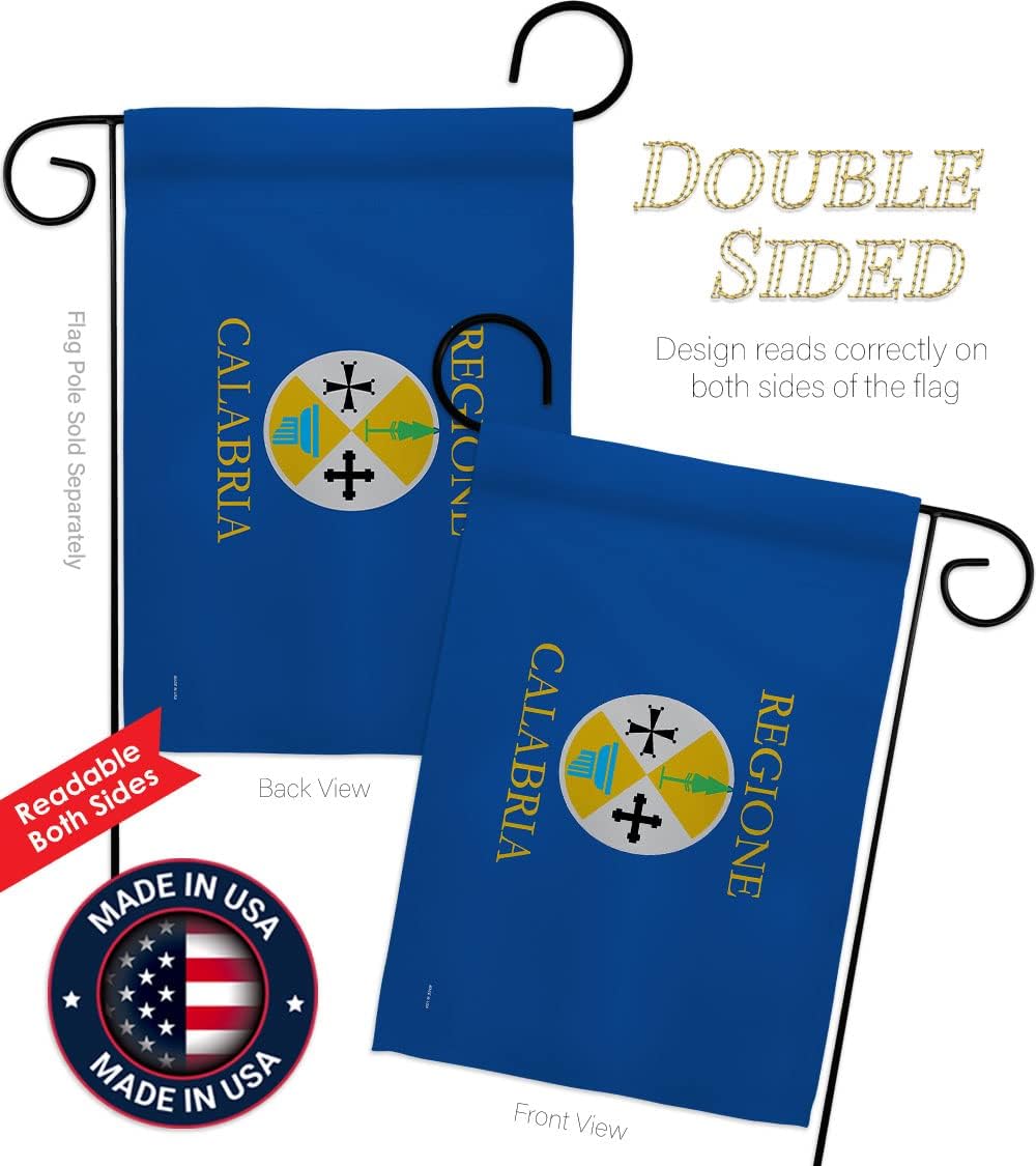 Calabria Garden Flag - Regional Italy Regions Italian Republic Southwestern Europe Territory Country Particular Area - House Decoration Banner Small Yard Gift Double-Sided Made in USA 13 X 18.5