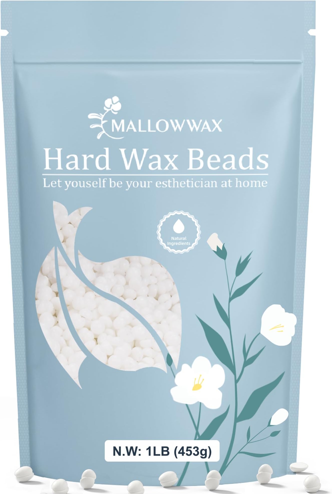 Mallowwax Hard Wax Beads - Wax for All-Purpose Hair Removal - Full Body Waxing Solution - Ideal for Sensitive Skin, All Hair Types, Men & Women