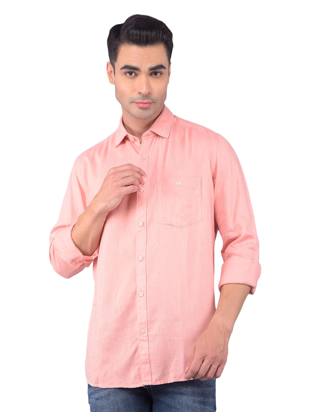 crimsoune club Men's Peach Linen Shirt-picture-35