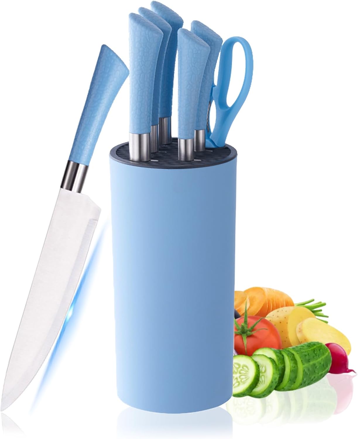 Kitchen Knife Set, 7Piece Blue Cooking Knife Set with