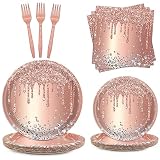 Rose Gold Party Plates and Napkins Set Pink Gold Party Decorations Supplies Pink Rose Gold Birthday