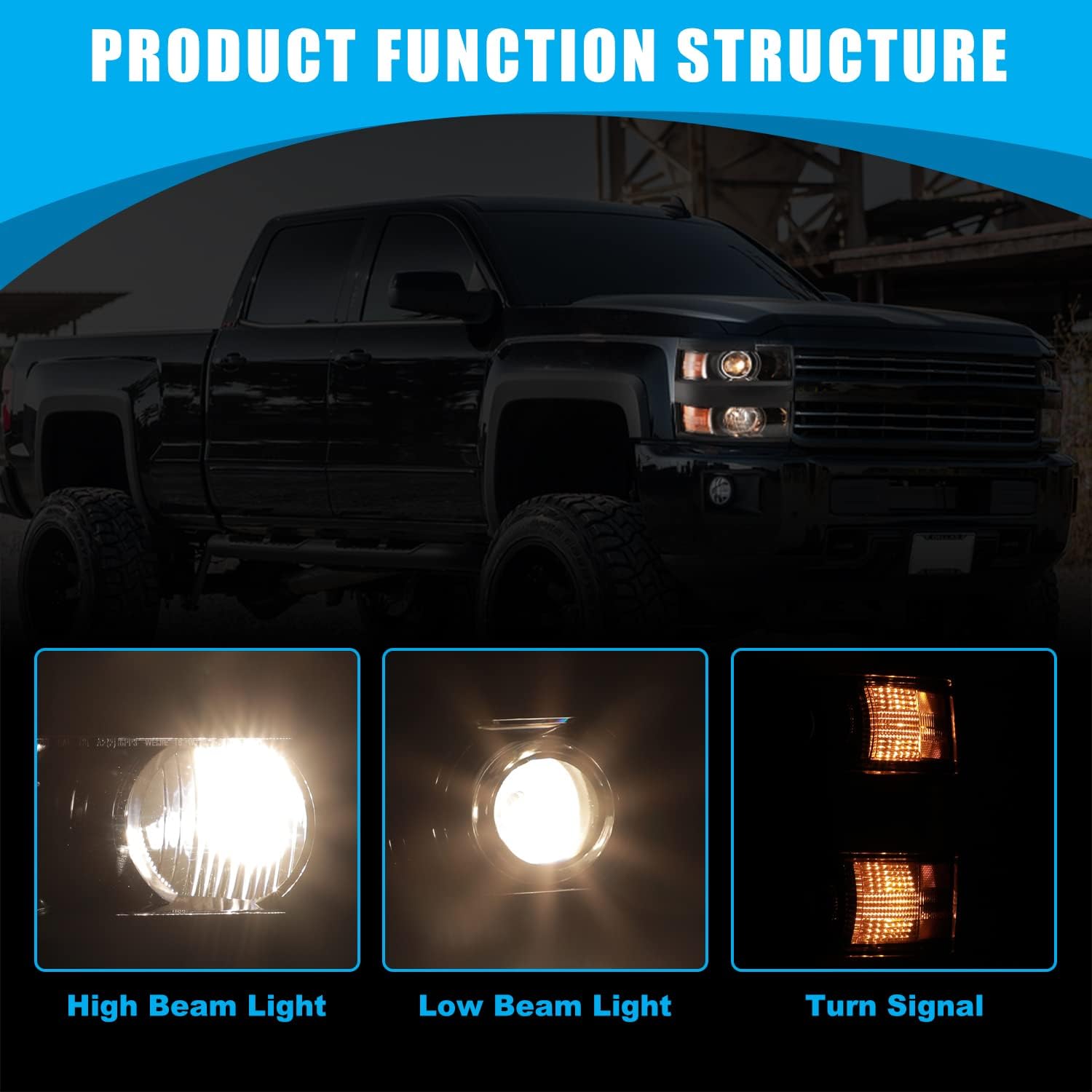 CPW Headlights Assembly Fit For 2015 2016 2017 2018 2019 Chevy Silverado 2500 HD 3500 HD, Driver & Passenger Head Lamps Replacement, 1 Pair Front Lights with Halogen Bulbs (Black Housing Clear Lens)