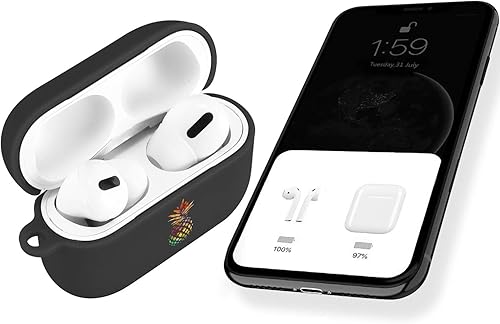 Miniatura 3 de JOYLAND Funda negra para AirPods Prollavero con mosquetón, funda de dinosaurio para parejas, funda para auriculares inalámbricos, funda protectora