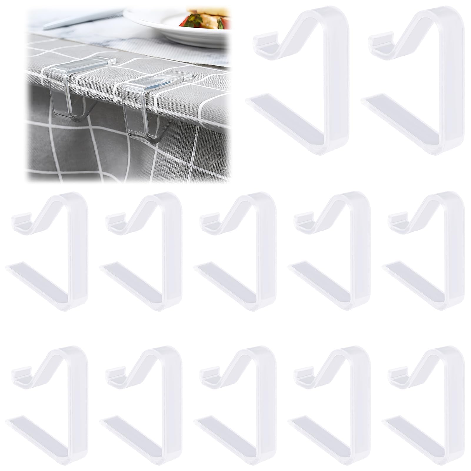 Pinces à Nappe en Plastique Transparent pour Tables 3,5-5 cm 12 Pièces