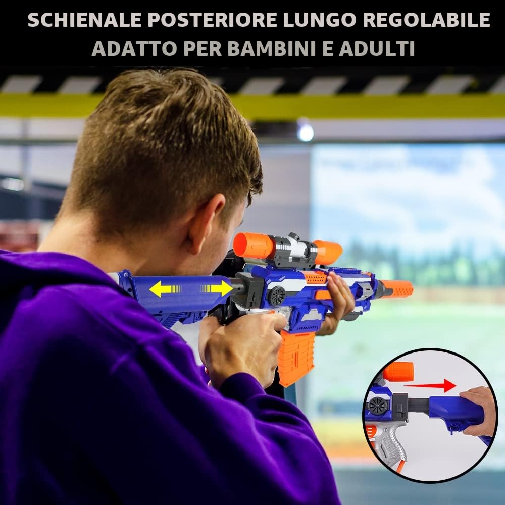 VATOS Pistola Elettrica Schiuma con 100 Dardi, Fucile Sniper Automatico 7 Stili DIY + Mirino, Giochi di Tiro 9-15m per Bambini 6-12 Anni & Adulti