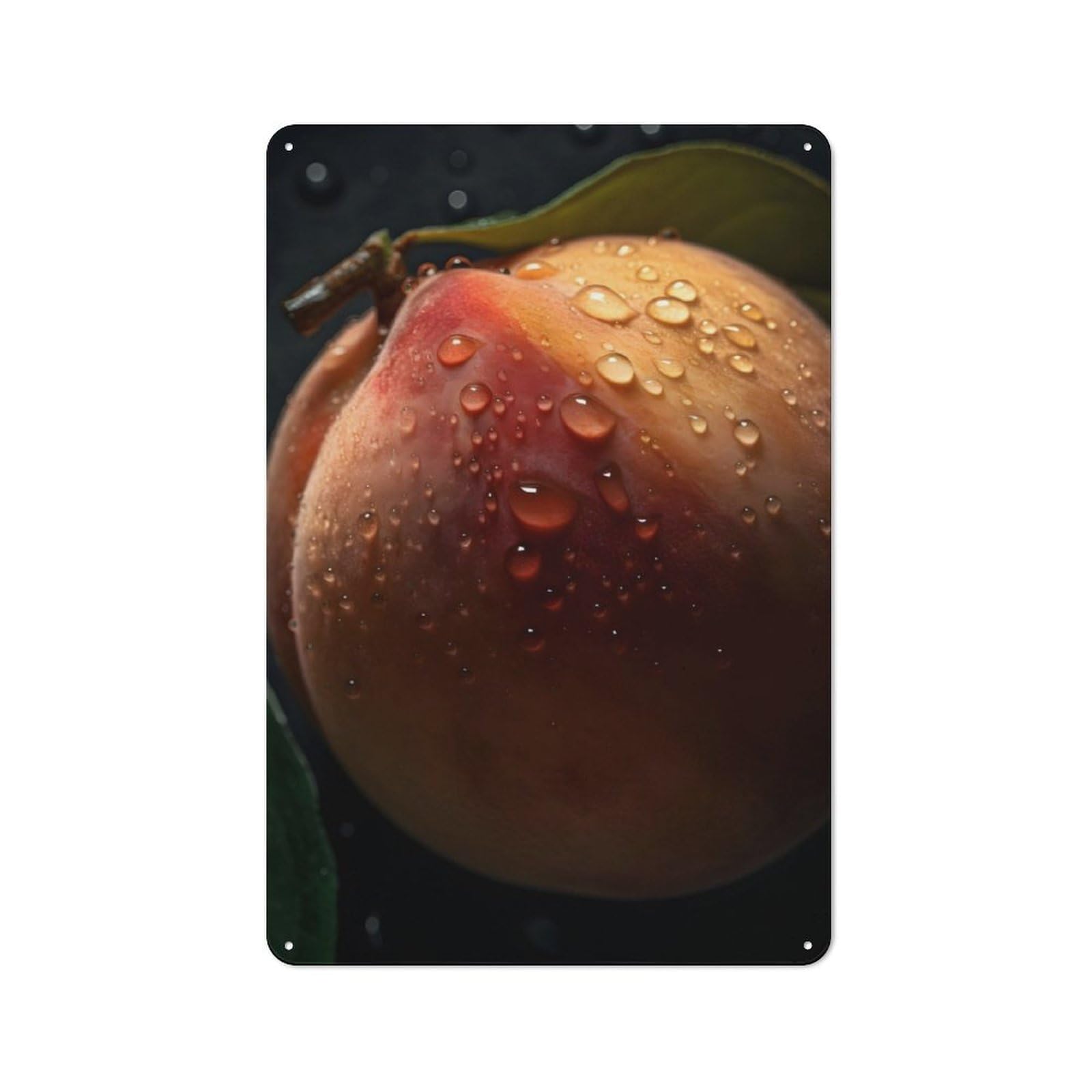 Junmoney Delicious Peach Rustic Tin Sign 30X20cm For Living Room Or Hallway, A Metal Wall Feature For Living Rooms And Hallways