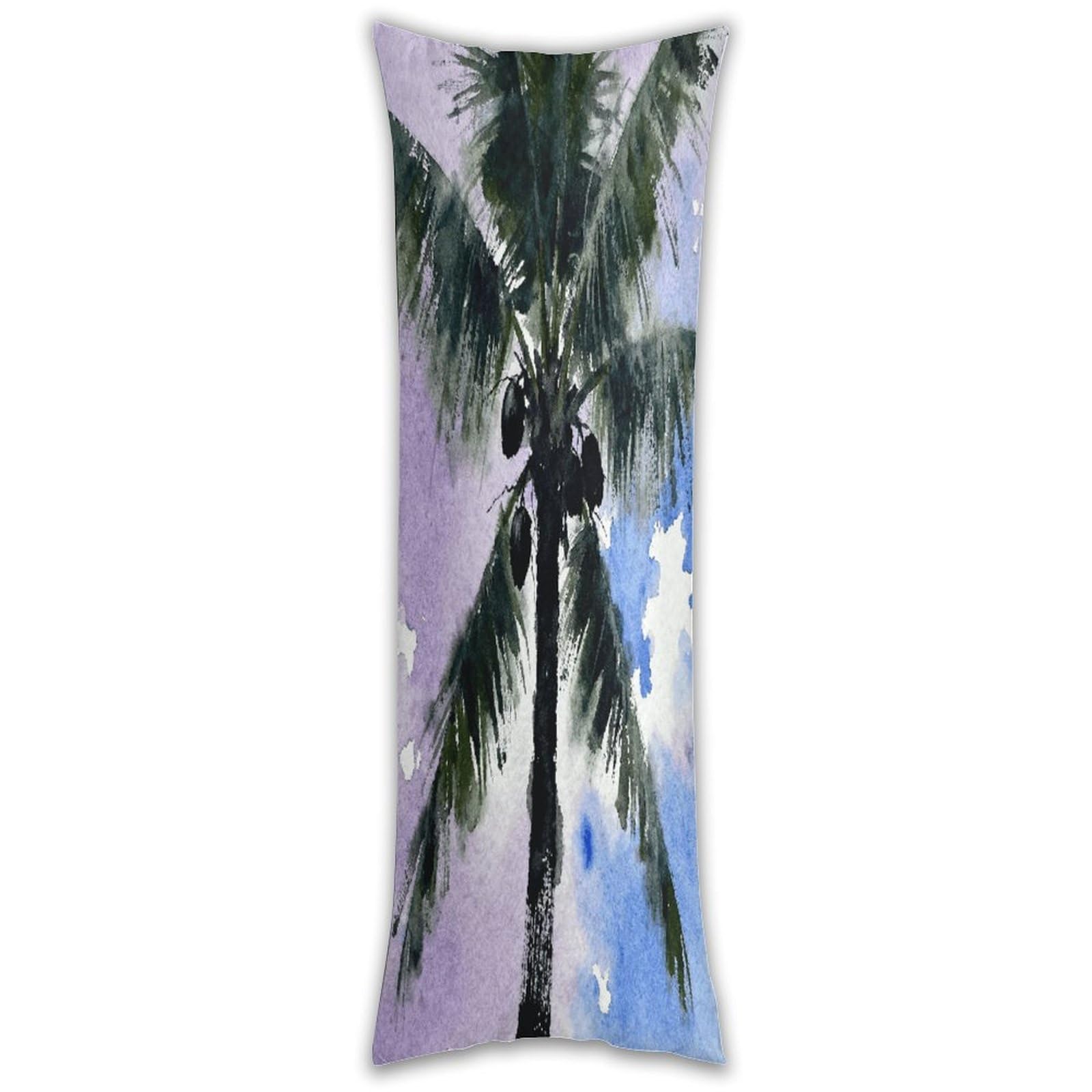 Black Coconut Tree Pillow Cases Breathable Vertical Long Pillowcase Body Pillowcase with Hidden Zipper Closure Soft and Cozy Pillow Cover 20x54 Inches for Bedroom Couch