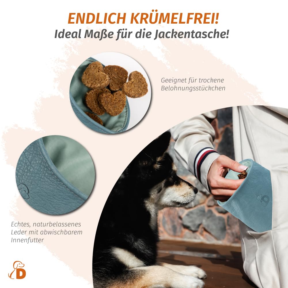 Pantolinos Dogolino® Leather Treat Bag for Dogs - Treat Bag - Treat Bag with Waste Bag Dispenser (Light Blue, Basic) - Image 2