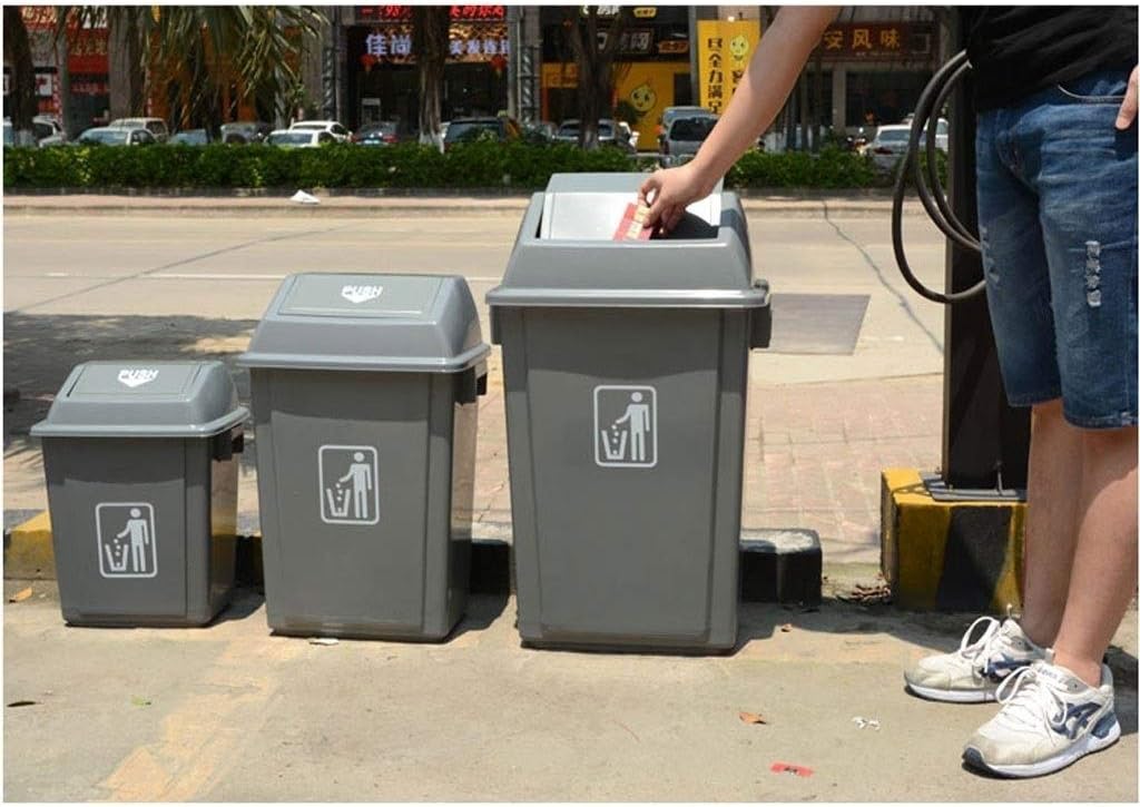 Waste Bins,Rrubbish Bin Trash Can Outdoor Large-Capacity Trash Can Shoppicenter Hotel Community Office Classification Trash Can with Lid Gray Garden Trash Can Kitchen Trash Can/Gray/42L