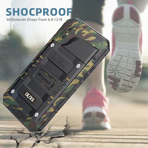 Miniatura 3 de Mitywah Funda a prueba de golpes compatible con iPhone XXS, funda protectora de cuerpo completo impermeable con aleación de aluminio resistente a