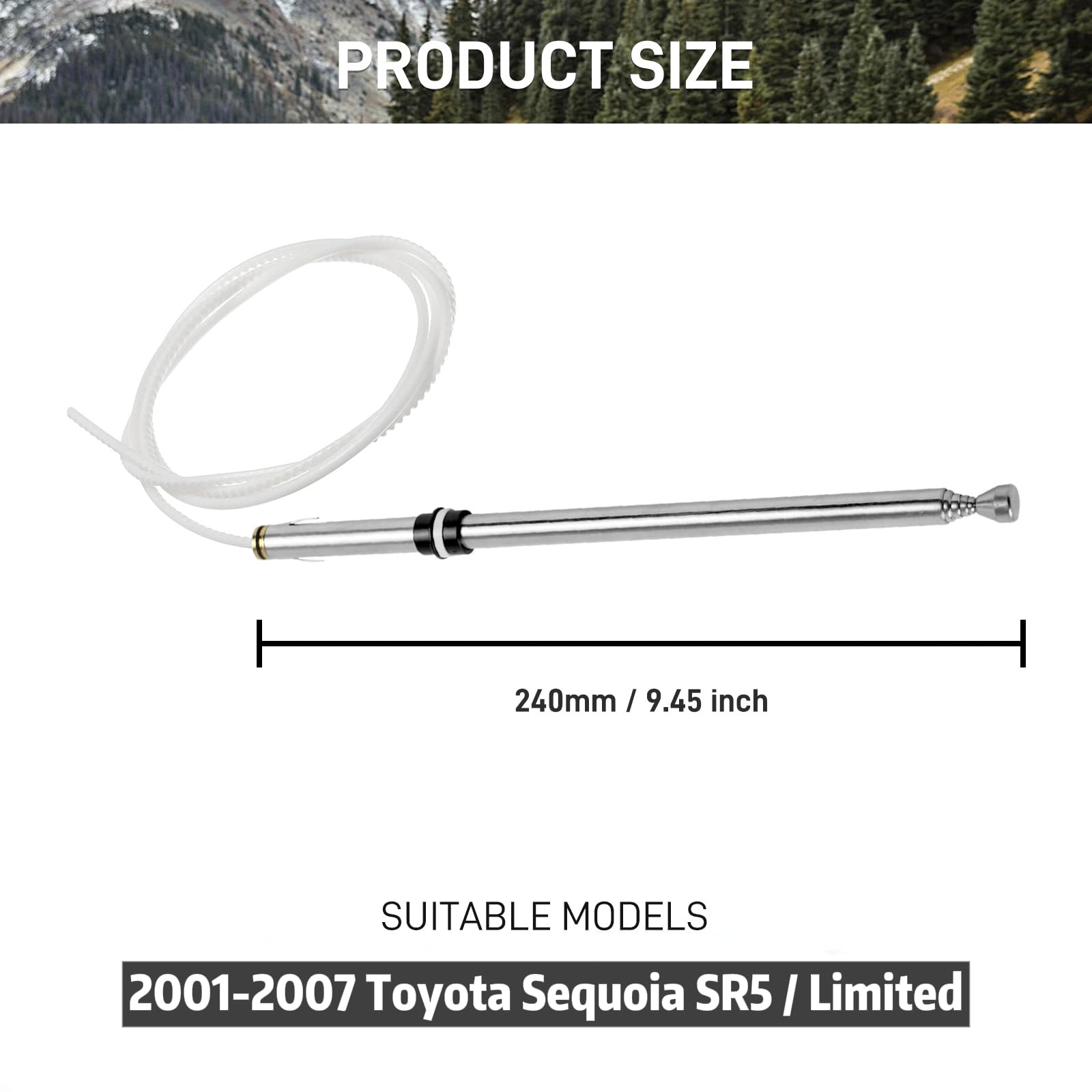 MODIGT Power Antenna Mast Compatible with 2001-2007 Toyota Sequoia SR5 / Limited,Replace Part Number #86337af011
