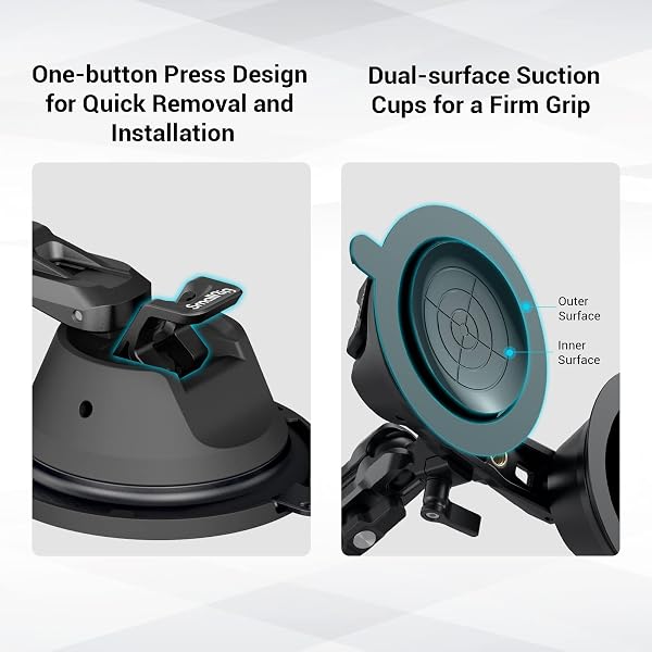 SMALLRIG Suction Mount for Action Camera/Phone/Small Cameras, for Gopro - Suction Cup Mount on Car Window/Bonnet, Load 0.5kg for Speeds 80km/h (50mph), Stationary Max 3kg Load - 3