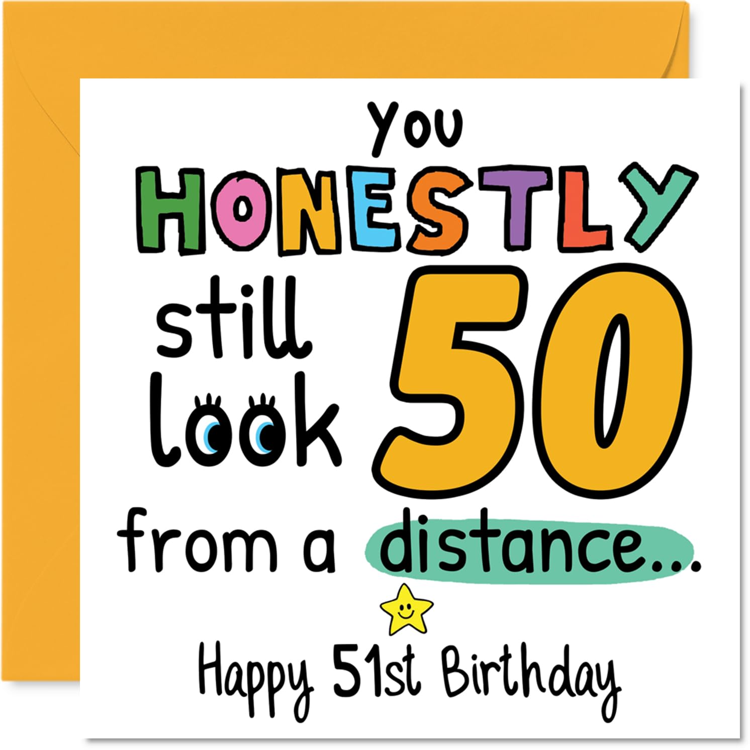 51st Birthday Cards for Women and Men, From a Distance