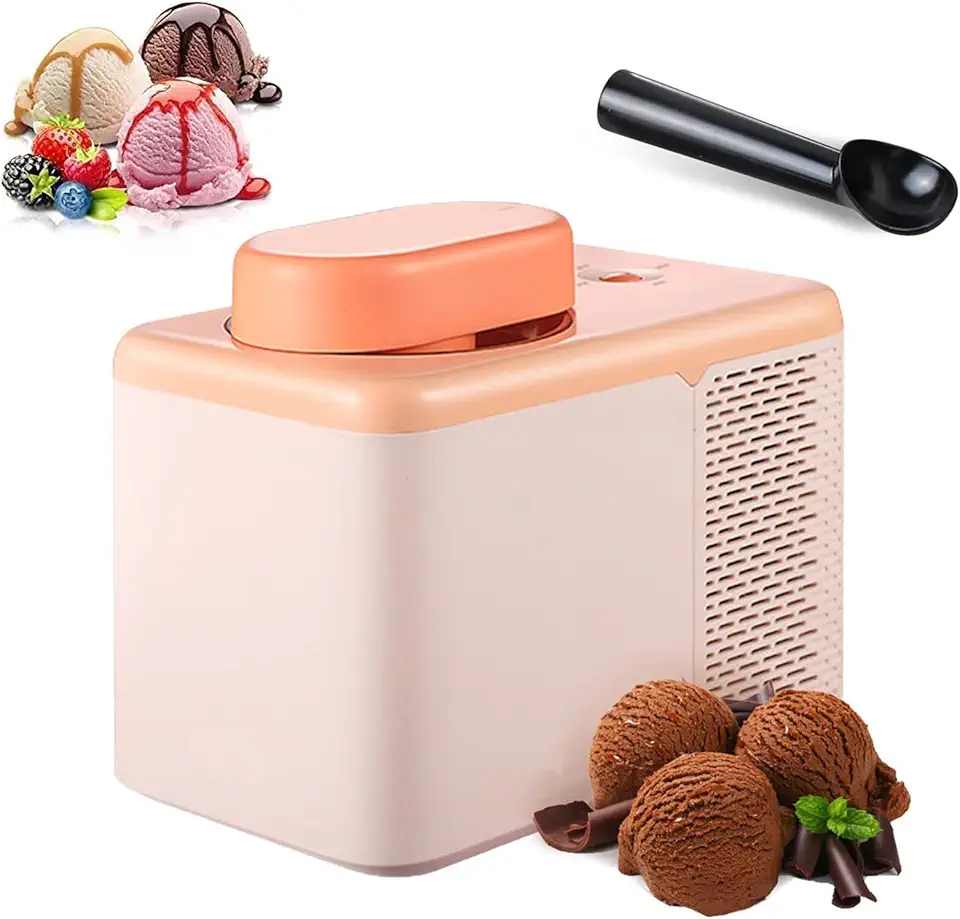 Máquina De Sorvete Infantil - 500ml, Resfriamento Semicondutor Para Sorvete Cremoso/Duro - Produção Rápida Em 90min, Função Pausa, Refrigeração Por 6h, Máquina De Sobremesas,Orange