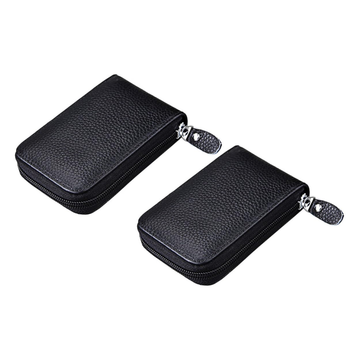 ifundom 2pezzi Porta Carte di Credito in Pelle Sottile di Mucca Organizer per Carte di Credito da Uomo Portafoglio con Cerniera Riutilizzabile e Multiuso