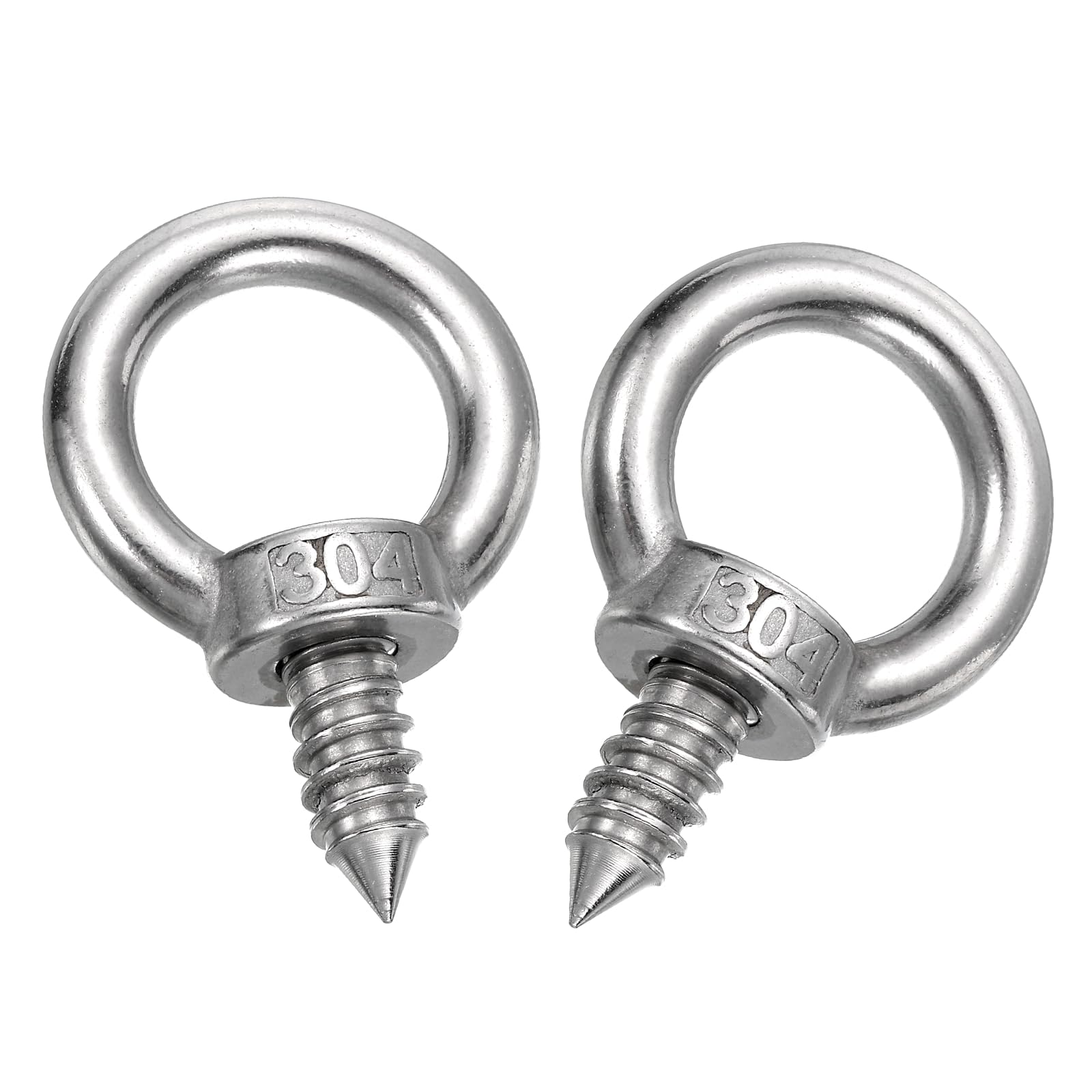 sourcing map M10x20mm Eye Hooks 2.5x1.6x1.6 Inch 304 Stainless Steel Eye Bolts Hammock Hooks for Screw Eyes Hanging Swing, Yoga Hammock Stand, Pack of 2
