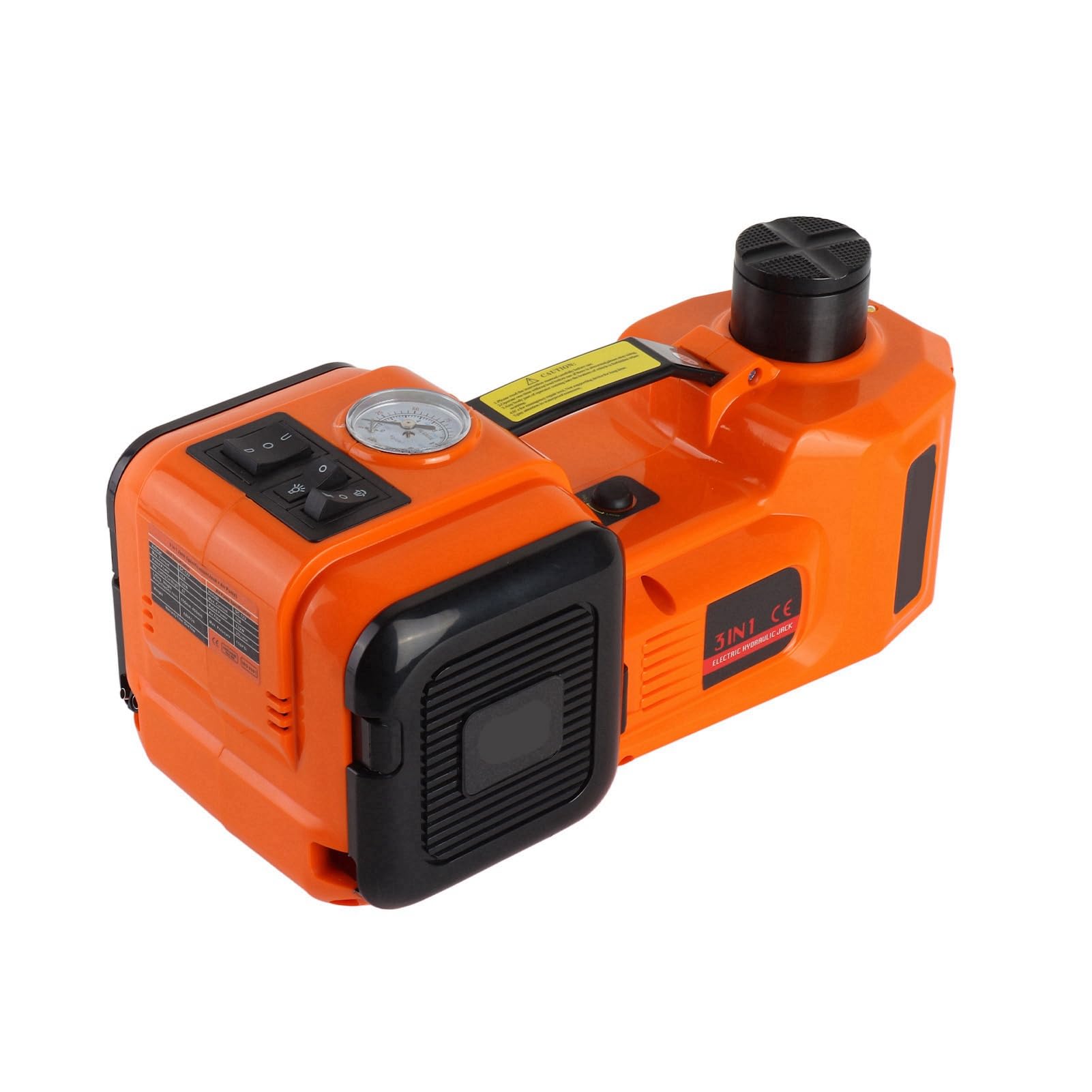 Gato Hidráulico Eléctrico 5 Toneladas, Kit Ruedas 12V con Maletín Plástico, Equipo Asistencia Carretera con Linterna LED, Rango Elevación 135-360mm