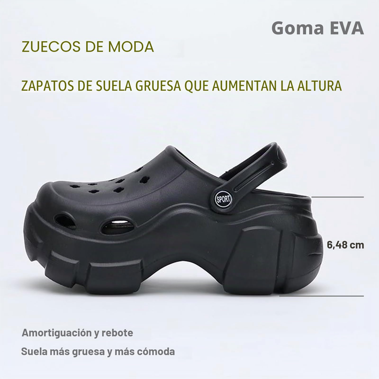 Solaud Zuecos de Plataforma para Mujer Bloqueo de Color Suave Cómodo Antideslizante Tacón Alto Exterior Playa Piscina Jardín Zuecos Sandalias