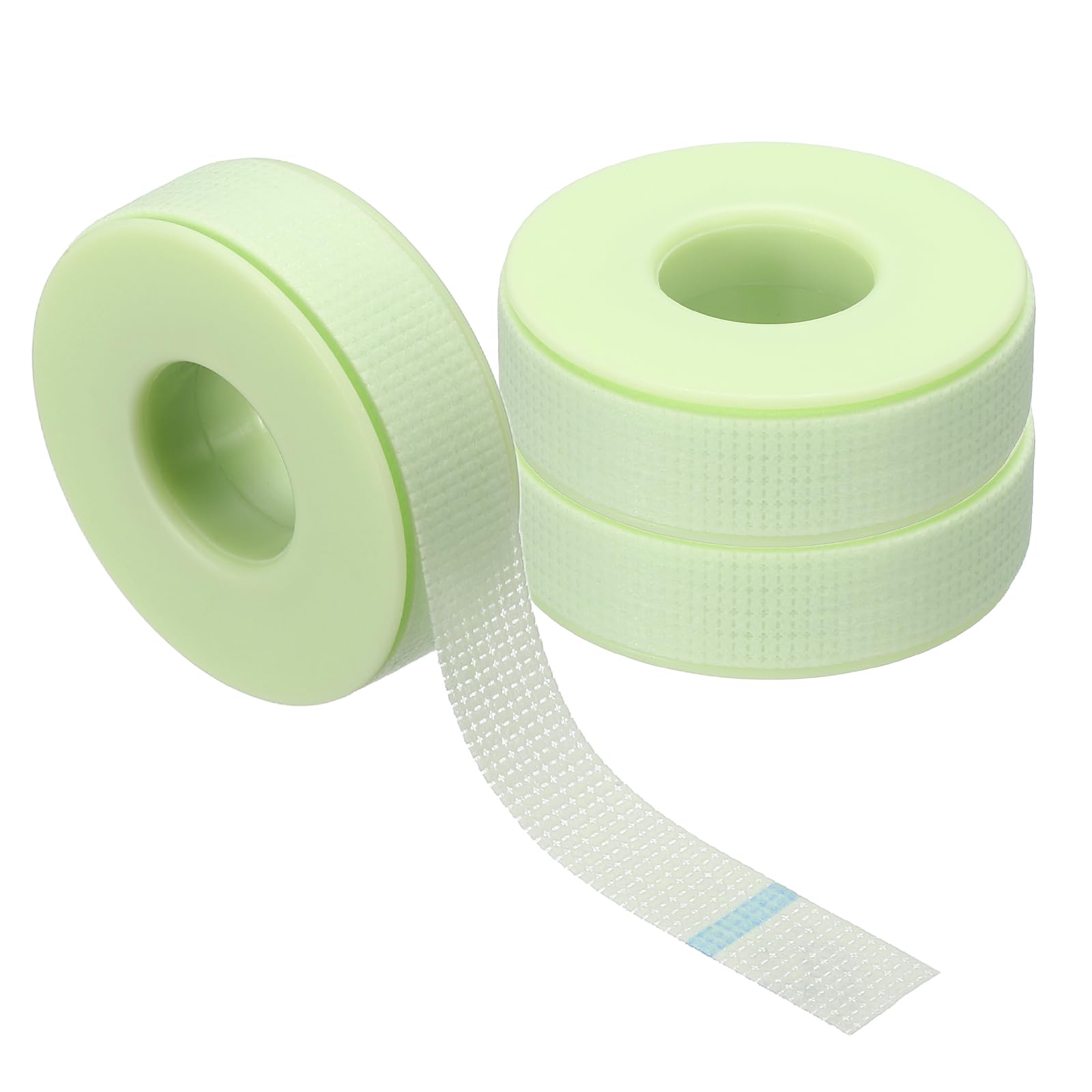 PATIKIL 12.5mm x 9m Eyelash Tape, 3 Rolls Eye Lash Tape Silicone Removal Breathable Easy Tear Adhesive for Eyelash Extensions Clusters Makeup Eye Shadow Eyeliner Lift, Green