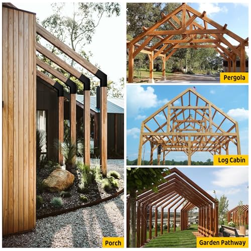 Image of 2-Way 30 Degree Angled Pergola Roof Brackets,L-Shaped Slant Post Brackets for 4 inch x 4 inch (Actual:3.5 inchx3.5 inch) Lumber,Heavy Duty DIY Wood Post Bracket for Pavilion,Porch,Deck with Screw(2pcs)